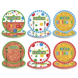 LADVCORP 60 Pcs Friend Street Birthday Paper Plates 7" Disposable Plates