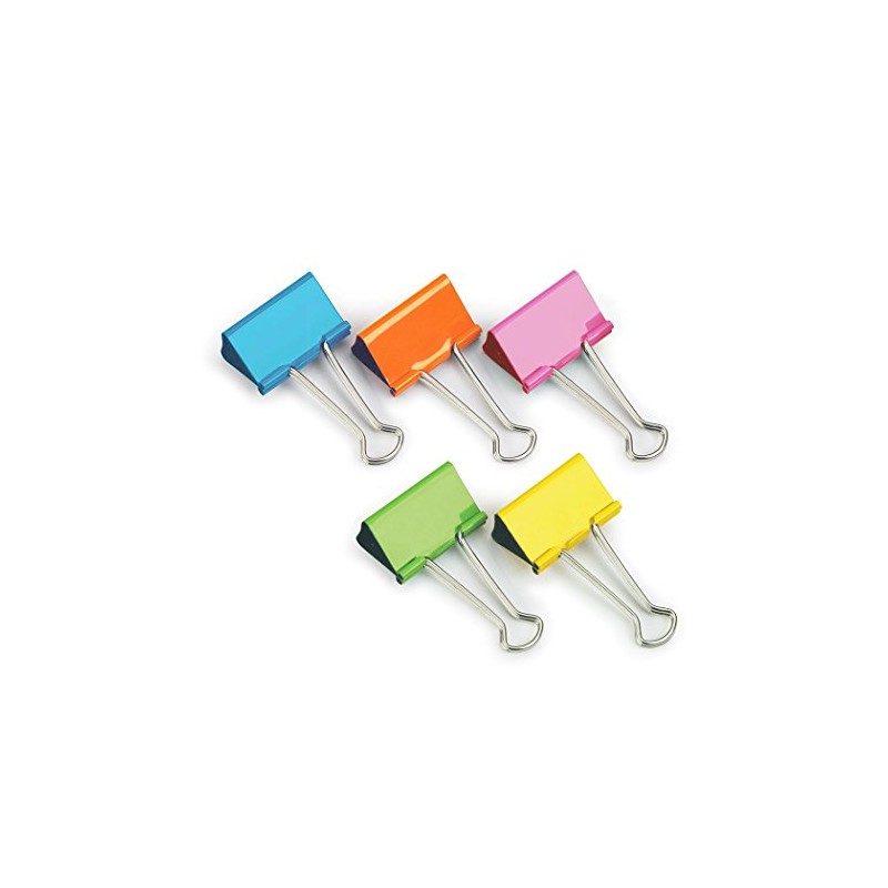 RAPESCO FBC19COL 19 mm Foldback Clips, Assorted Colours, Pack of