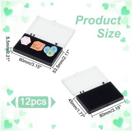 HOBBIESAY 12Pcs Clear Plastic Gift Box for Pin 2.1x3.15x0.22 inch Pin Badge Display Boxes Black Rectangle Display Case Small Presentation Boxes for Lapel Pin Gemstone Storage Display