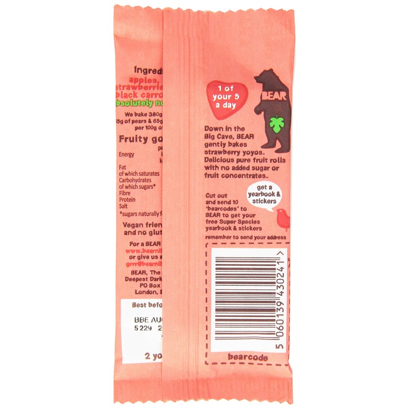BEAR Yoyos Strawberry 2 Rolls 20g