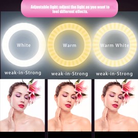 Selfie Fill Light with Cell Phone Holder Stand, Foldable Live Streaming Beauty Fill Lamp with Tripod, 3 Gears Adjust Light, Adjustable Hose