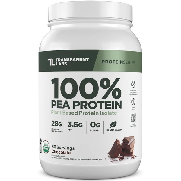Transparent Labs 100% Pea Protein Powder - 28g Organic Plant