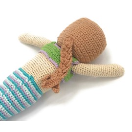 Pebble | Handmade Mermaid Doll—Turquoise | Crochet | Fair Trade | Pretend | Imaginative Play | Beach | Machine Washable