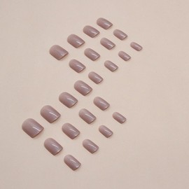 BELSITA Press on Nails Short Square Chrome Fake Nails Nude Glossy Gel False Nail Kits Natural Fit Nail Art Tips Maillard Design Full Cover False Nails Stick on Nails | 12Size,24Pcs