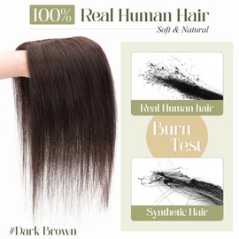 Benehair Hair Toppers for Women Real Human Hair 100% Remy Human Hair Pieces for Women with Thinning Hair Clip In 8 * 10cm Topper 10 Inch 30g Clip in Hair Extensions Dark Brown