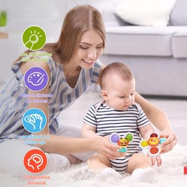 3pcs Juguete Giratorio con Ventosa, Juguetes sensoriales,Juguetes de baño para Jugar, aliviar el estrés, etc., los Mejores Regalos para niños y niñas.（Serie Vegetal）