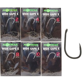 Korda Wide Gape X Barbed Hook Size 4 - Extra Strong Carp Fishing Hook, Forged with Beaked Point, Short Shank, Ideal for Snaggy Waters and Big Fish