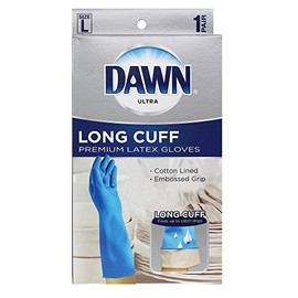 Dawn Large Reusable Latex Gloves, Long Cuff, Blue