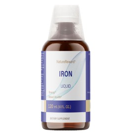 NatureReward Iron Liquid Supplement, 4 Fl. Oz., 125mg Iron per 2mL Dose, 60 Servings,Vegan, Gluten Free