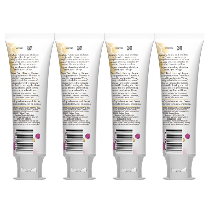 Burt's Bees Kids Toothpaste, Natural Flavor, Fluoride Free, Bubble Bee,