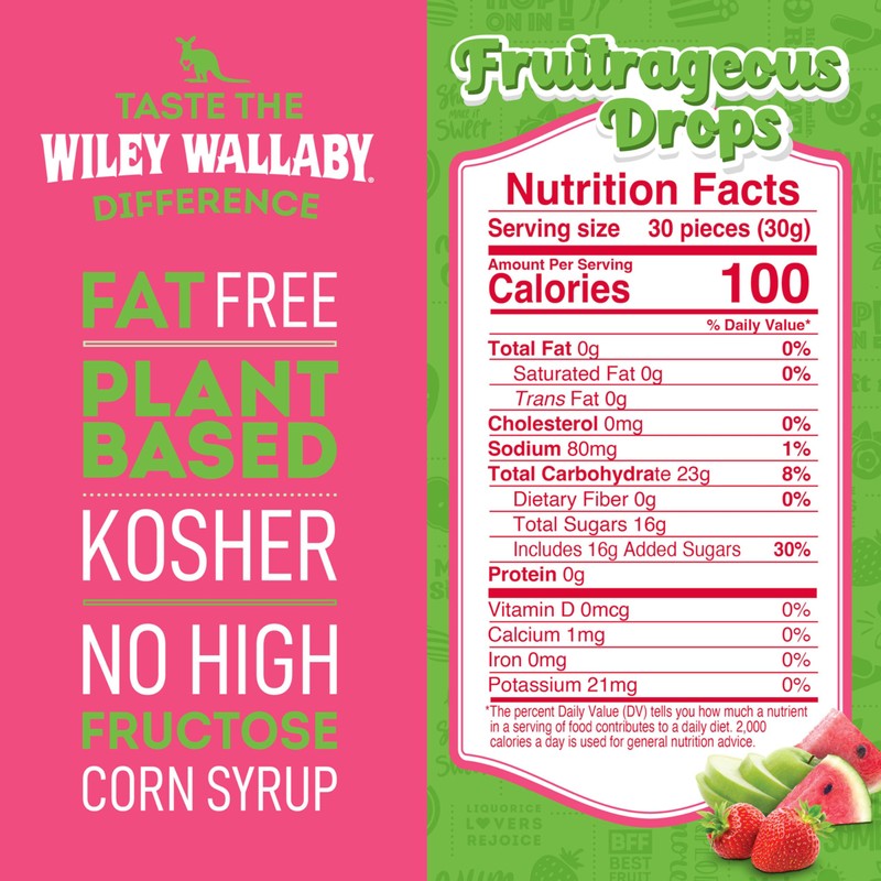 Wiley Wallaby 6 oz. Fruitrageous Drops Original Fruits Gourmet Australian