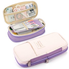 Large Capacity Pencil Case, Expandable Stationery Bag with Zipper compartments, Aesthetic Pencil Case Pouch for Office College School Students Teen Girls Boys