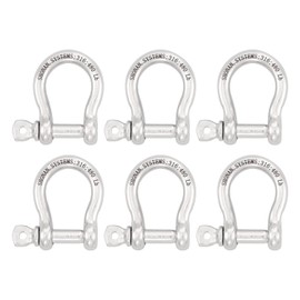 SHONAN 1/4" Small Bow Shackles, Marine Grade D Ring Shackle, 6 Pcs Stainless Steel Shackles Screw Shackles for Chain or Strap, 480 Lbs Capacity
