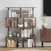 Furologee 5-Tier Bookshelf, S-Shaped Geometric Bookcase, Narrow Freestanding Display Shelves,