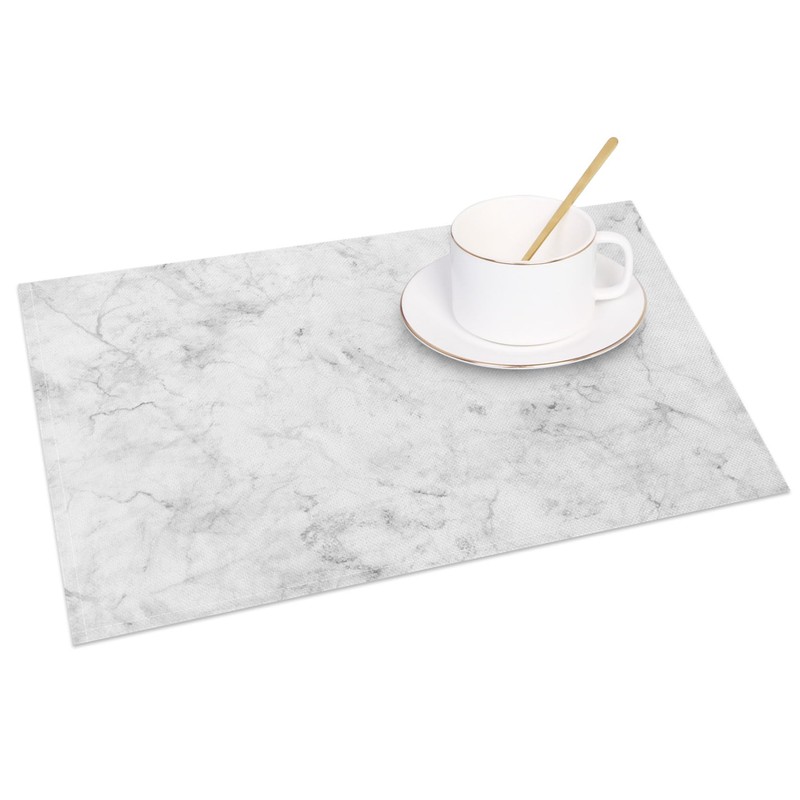MIRRORANG Classic White Marble Placemats Set of 4 45x30cm Gray