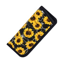 Giinly Sunflower Black Marble Glasses Case Eyeglass Sunglass Case Soft Pouch Slim Portable Eyeglasses Sleeve