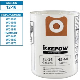 12 Pack VF3502 Shop Vac Bags, Compatible with Ridgid & Craftsman Vacuum 12-16 Gallon, Replacement Fiter Bags, 23743 VF3502 High Efficiency Dust Bags