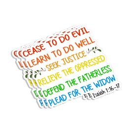 (3Pcs) Cease to Do Evil Learn to Do Well Seek Justice Relieve The Oppressed Christian Sticker Inspirational Bible Verse Jesus Faith Vinyl Decal for Tumbler Laptop Water Bottles Book Phone - Size 3x3