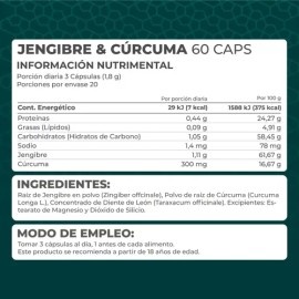 Suplemento Jengibre  Curcuma (60 Caps) - Pronat                                                                                                       