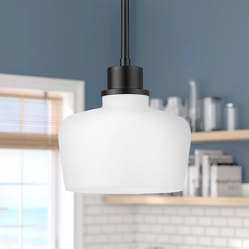 Emak Modern 8 Inch Black Pendant Light, Farmhouse Pendant Lighting