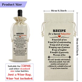 Sfodiary Babysitter Gift for Women Wine Bag Thank You Gift Appreciation Gift for Babysitter Wine Gift Bag Birthday Gift Retirement Gift for Babysitter Christmas Burlap Wine Bottle Bag
