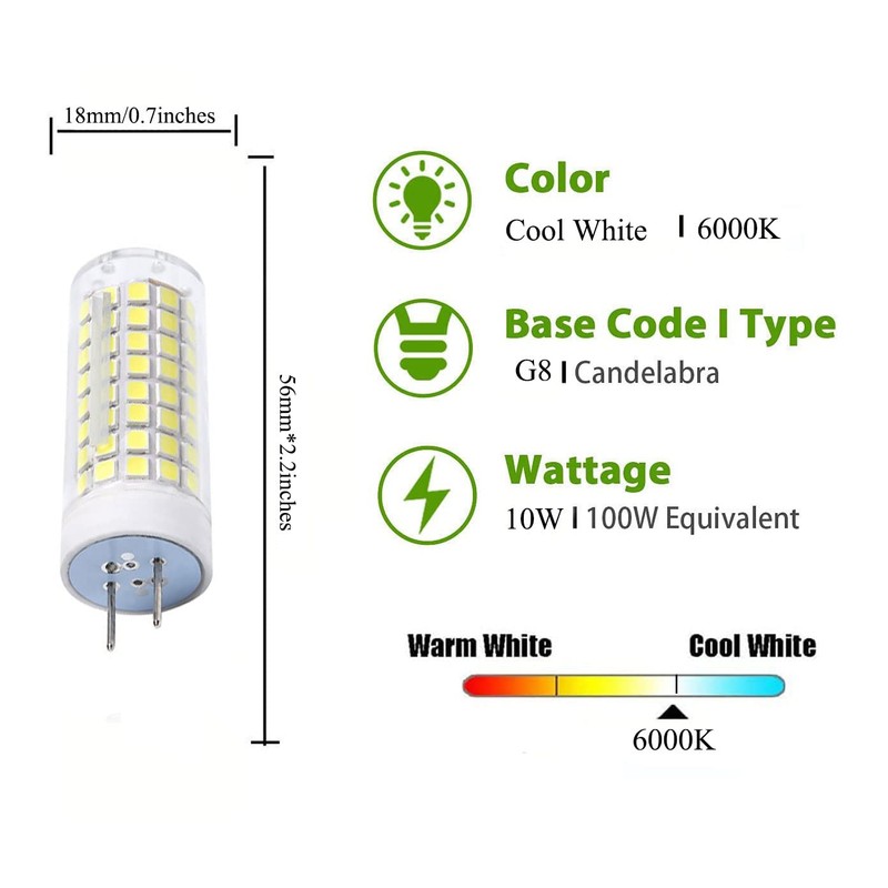 Edearkar G8 LED Light Bulbs 10W (Equivalent to 100W Halogen
