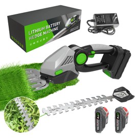 Cordless Hedge Trimmer, 2 in 1 Handheld Electric Grass Trimmer, Electric Grass Shears, Handheld Shrub Trimmer Cordless with 2 21V Battery for Yard, Garden, Lawn