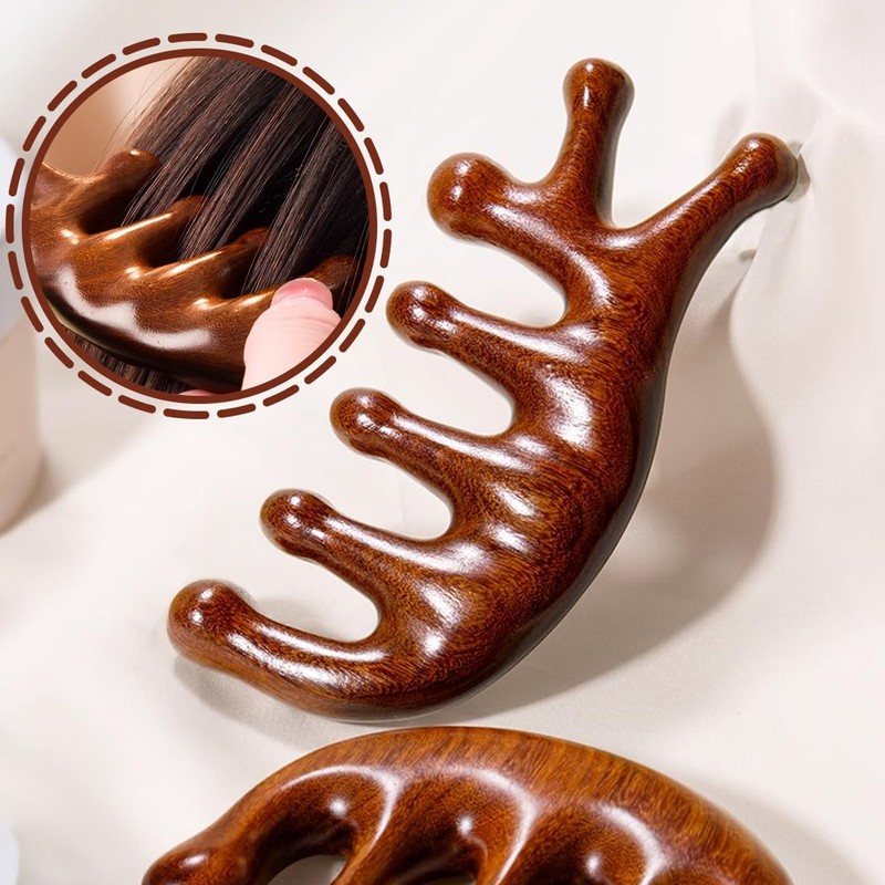 CATOR Kopfhaut Massagekamm Holzkamm, natürlicher Sandelholzkamm kein statischer Kamm mit