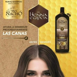 Tío Nacho Shampoo Anti-Caída y Anti-Canas con Jalea Real y Henna 1L | Tonalizado