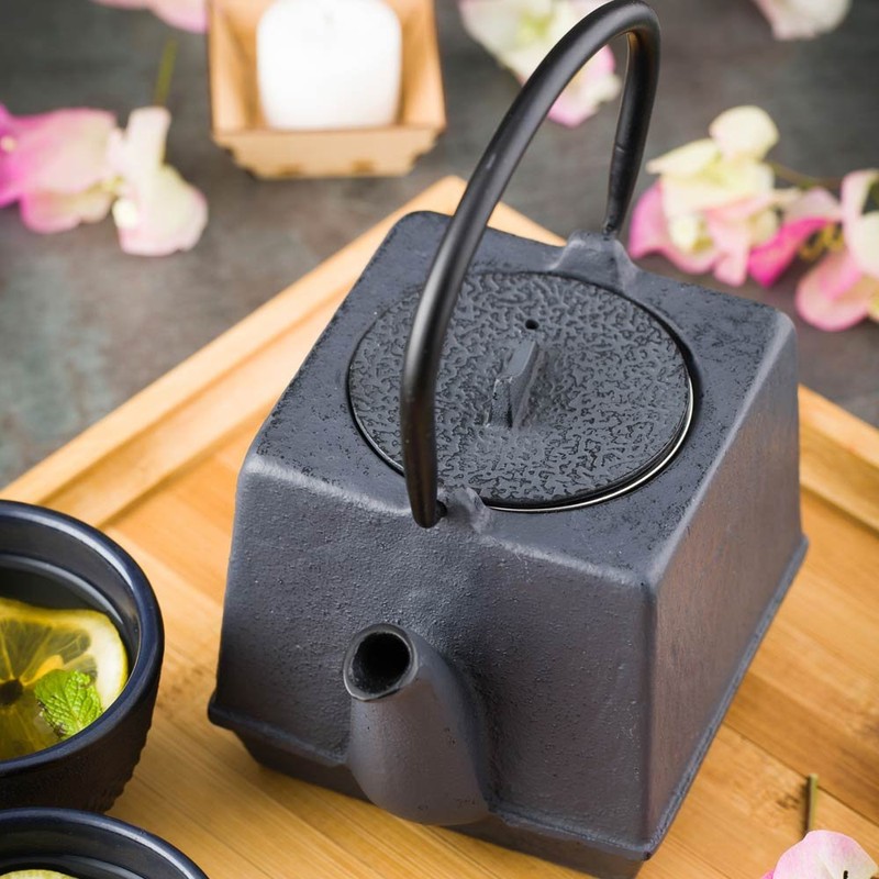 Restaurantware Tetsubin 27 Ounce Cast Iron Teapot 1 Cube Iron