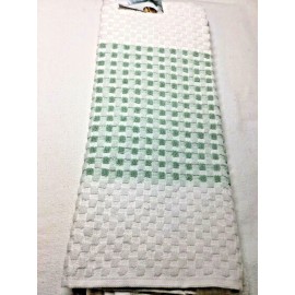 KITCHENAID  KITCHEN TOWELS (2) GREEN BLOCK STRIPES 100%  COTTON  NIP