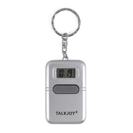 TalkJoy Talking Clock Key Fob Clock Alarm Clock Voice Output Blind Watch Pocket Watch Digital Senior Clock LCD Visually Impaired, silver, Classic