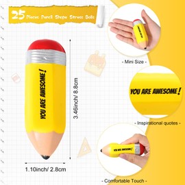 Jenaai 50 Pcs Pencil Stress Balls You are Awesome Squeeze Balls Funny Pencil Mini Stress Relief Toy Stress Relief Items for Adults Boys Girls Gift Teacher Prizes Reward Relieve Anxiety