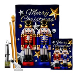 Breeze Decor Nutcrackers Garden House Flag Kit Winter Christmas Santa Marry Xmas Present Reindeer Season Wintertime Snow Decoration Banner Small Yard Gift Double-Sided, Made in USA