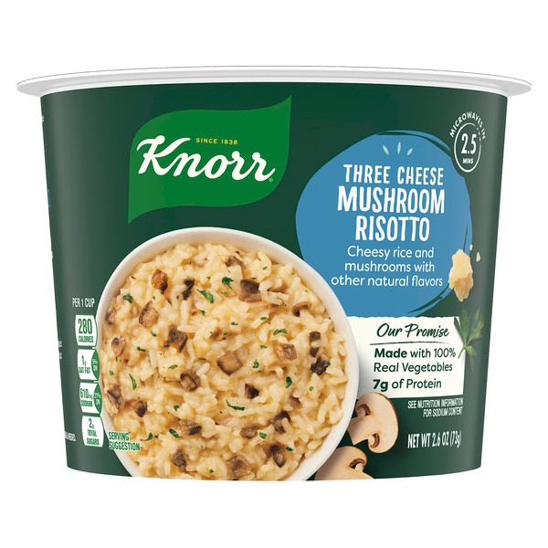 Knorr Rice Cup 3 Cheese Mushroom Risotto 8 pack Delicious Rice Sides No Artificial Flavors, No Preservatives 2.6 oz