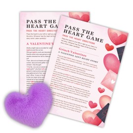 NYCTUG Valentine's Day Game -Pass The Heart, 2 Left Right Game Cards & 1 Fluffy Heart, Group Prize Game & Party Favor(Lavender) - A10