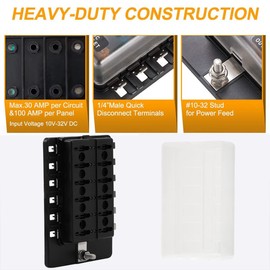 Greluma 1 Piece 12-Way DC 12-24V Blade Fuse Box Holder Fuse Block with LED Display Protective Cover for Car, Car, Boat, Marine, Trike