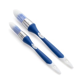 Bates- Trim Brush Set, 1" & 0.6", Blue and White Handle, Trim Paint Brush, Small Paint Brush, Trim Brushes for Painting, Small Brushes for Painting, Paint Brush for Trim, Paint Brushes for Walls