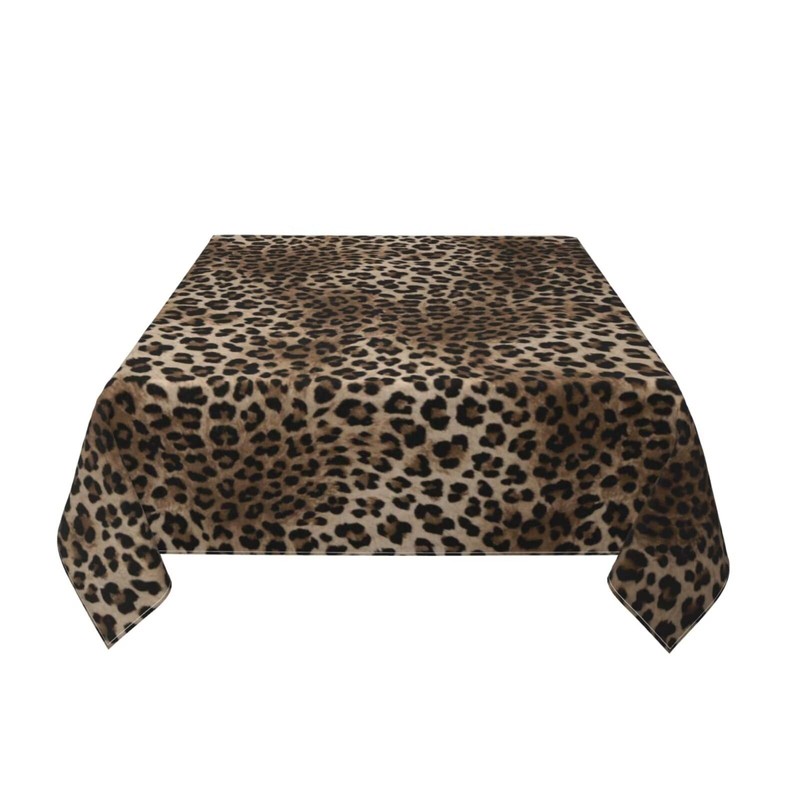 Leopard Tablecloth 54 x 54 Inch Square, Brown Cheetah Leopard