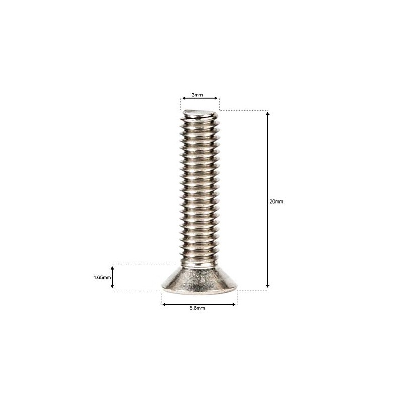 M3 (3mm x 20mm) Phillips Countersunk Machine Screws Flat Head