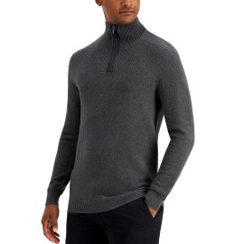 Alfani Men's Quarter-Zip Sweater, Charcoal[ M]