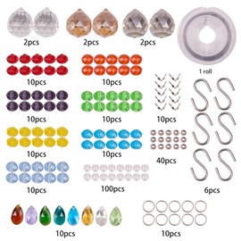 SUNNYCLUE DIY Make 6pack Rainbow Crystal Suncatcher Making Kit Chandelier Crystal Prisms Balls Pendant Hanging Ornament Jewelry Craft Kit for Home Office Garden Wedding Decoration Gift Instruction