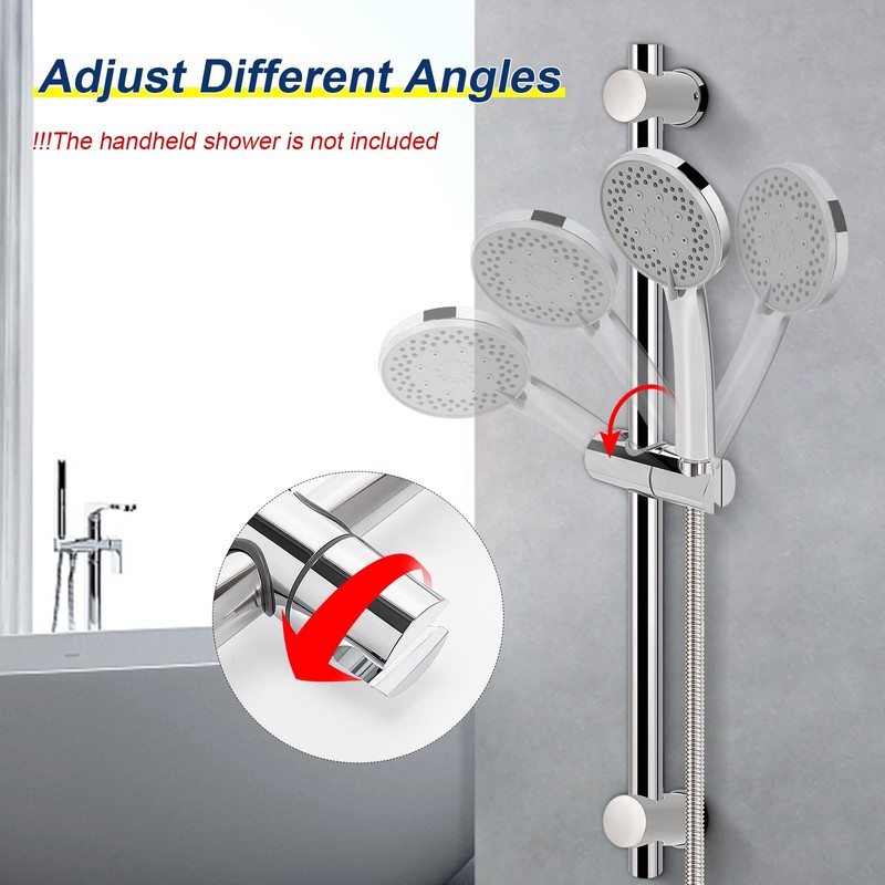 NearMoon Shower Slide Bar with Height/Angle Adjustable Handheld Shower Holder,