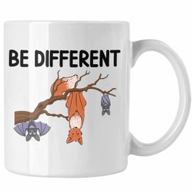 Trendation - Fuchs Fledermaus Tasse Geschenk Be Different Geschenkidee für Frauen (Weiß)