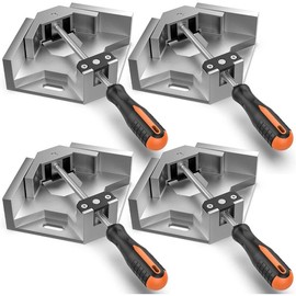 Right Angle Clamp, Housolution [4 PACK] Single Handle 90° Aluminum Alloy Corner Clamp, Clamps for Woodworking Adjustable Swing Jaw, Woodworking Tools Photo Frame Vise Holder, Gifts for Men Dad Hardware Heavy Duty Industrial - Color: Silver Gray, Size: 4-