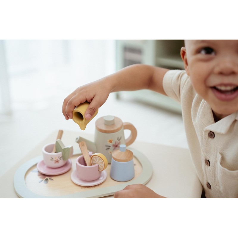 Little Dutch Wooden Tea Set for Children 12 Pieces Mint