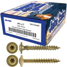 Jake Sales #15 x 2 Construction Lag Screw - Torx/Star Drive Heavy Duty Structural Lag Screw - ACQ Compatible - Modified Truss Washer Head. 1 x 100 Count Box - 100 Screws