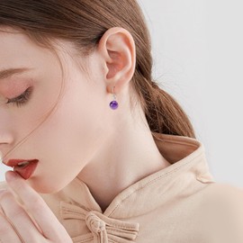 925 Sterling Silver Amethyst Leverback Earrings Dangle Drop Jewelry Gifts for Women and Girls