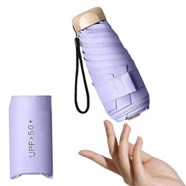 Luoqun88 Mini Umbrella, Compact Umbrella with UPF50+ Protection, Folding Travel Umbrella Windproof Strong 6 Ribs, Sun Umbrella, Handbag Umbrella for Sun and Rain for Women Men and Child(Light Purple)