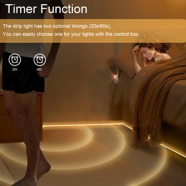 echosari Battery Operated Motion Sensor Cabinet Strip Lights, 9.8Ft 90 LED Under Cabinet Lights, Motion & Night Sensor Safe Tape Light for Stairs Wardrobe Kitchen (Warm White)